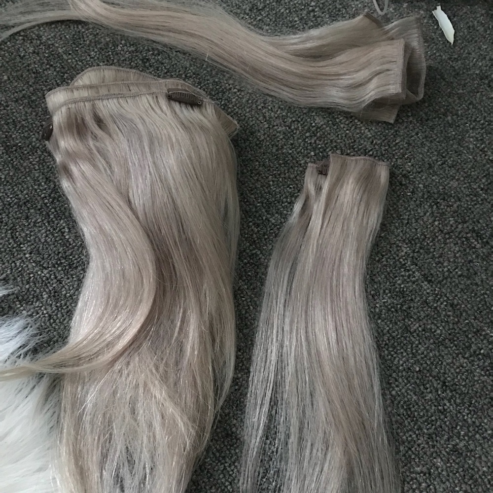 Ash blonde silver hair extensions